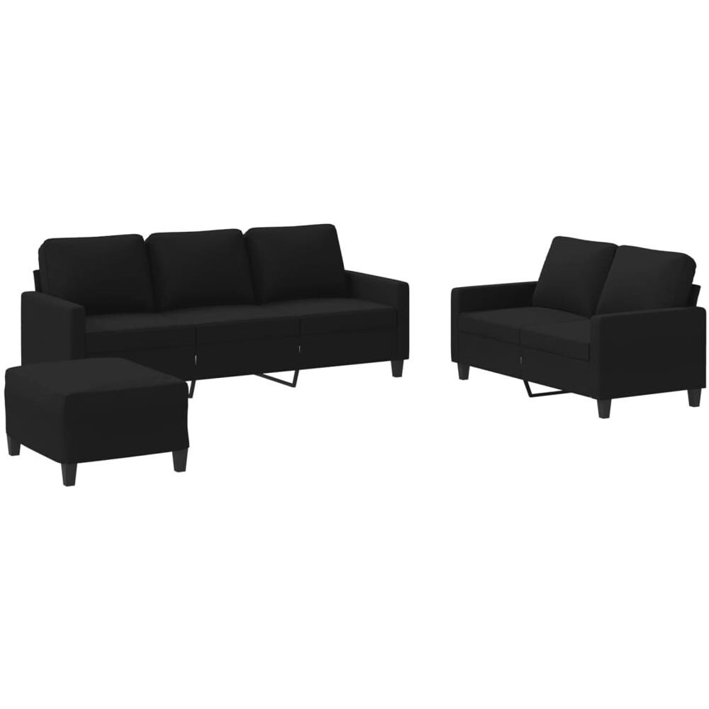 Set Di Divani 3 Pz Con Cuscini Nero In Tessuto - Foto 2