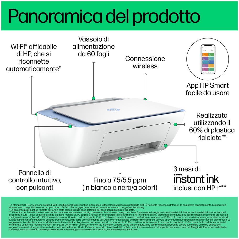 Stampante DeskJet 2822e Inkjet a Colori A4 20 ppm (B / N) 16 ppm (a Colori) Wi-Fi /USB - Foto 14