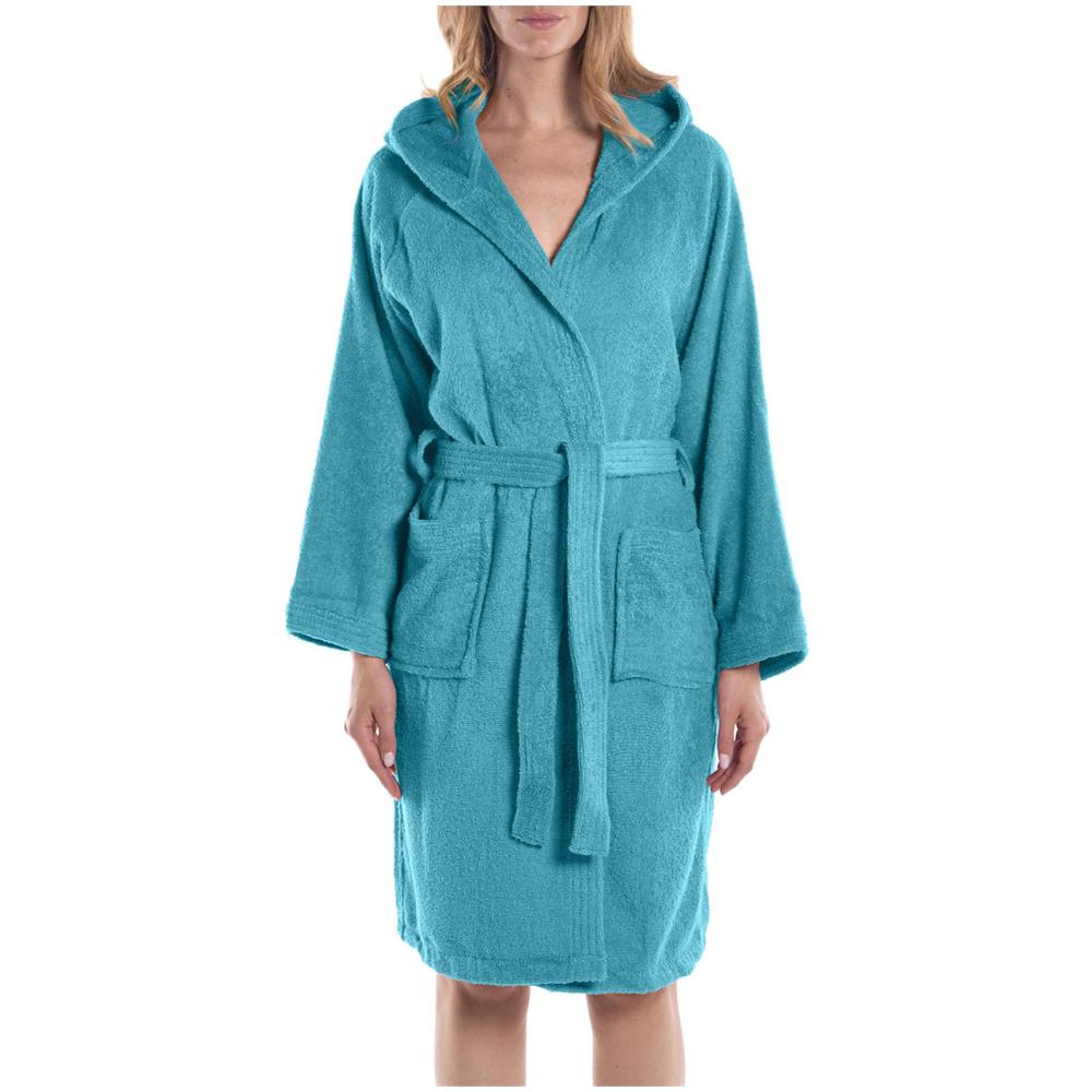 Accappatoio Con Cappuccio Spugnissima Minorca In Cotone Colore Turchese Misura S - Foto 1