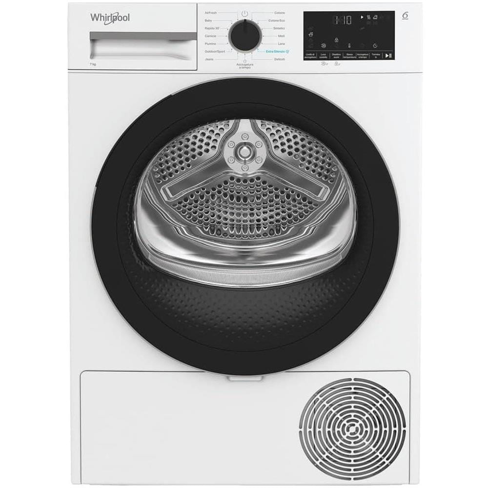 C WD R47M WBS IT, Capacità 7kg, classe C, colore White, Display digitale XL, porta nera, Slim | Profondità mobile: 46 cm, Wi-Fi - Foto 1