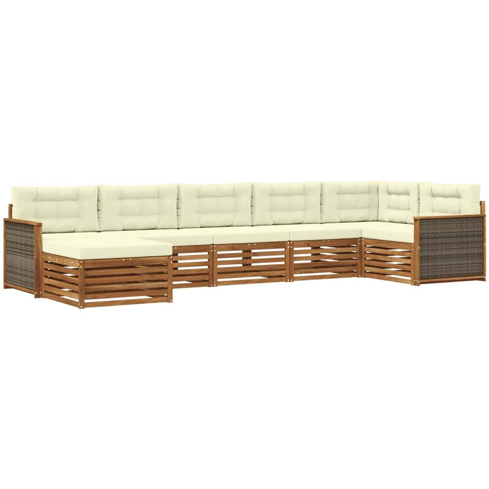 Set di divani da esterno con cuscino 7 pcs Naturale e Crema - Foto 1