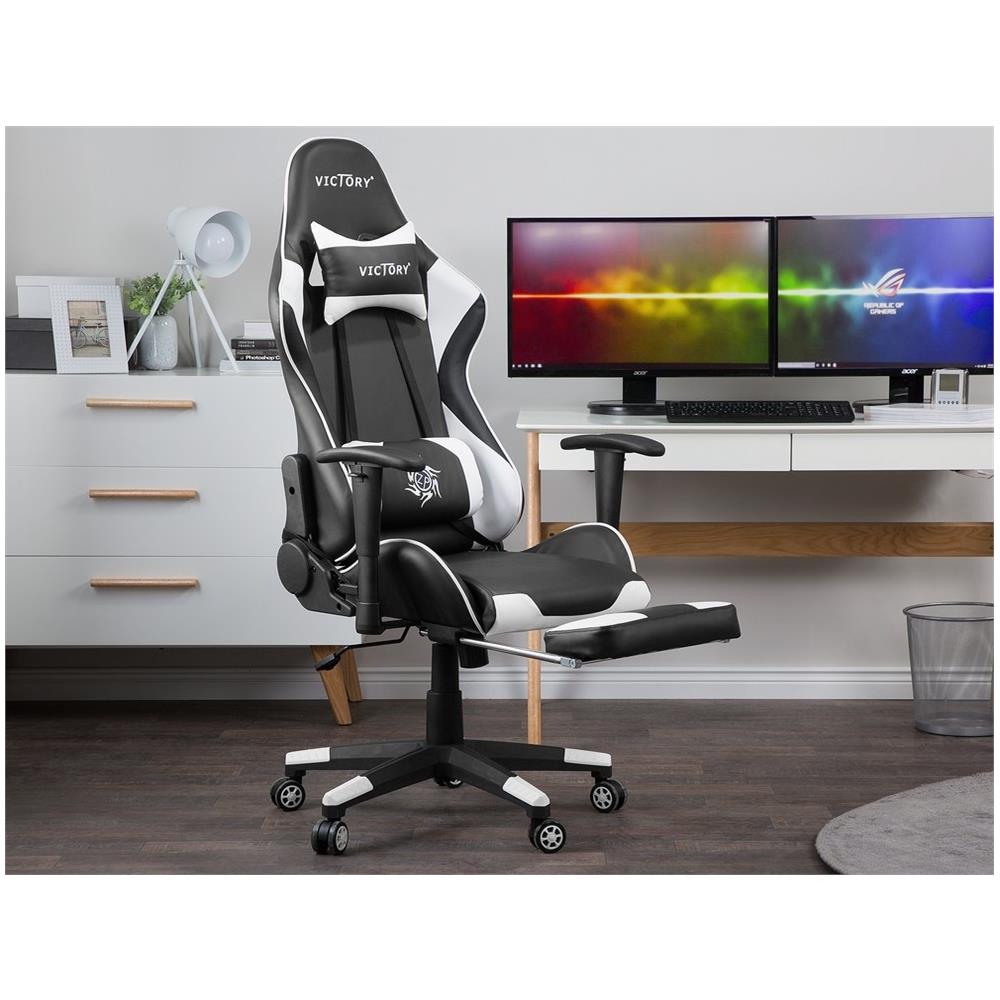 Sedia Da Gaming Regolabile Nero E Bianco Victory - Foto 2