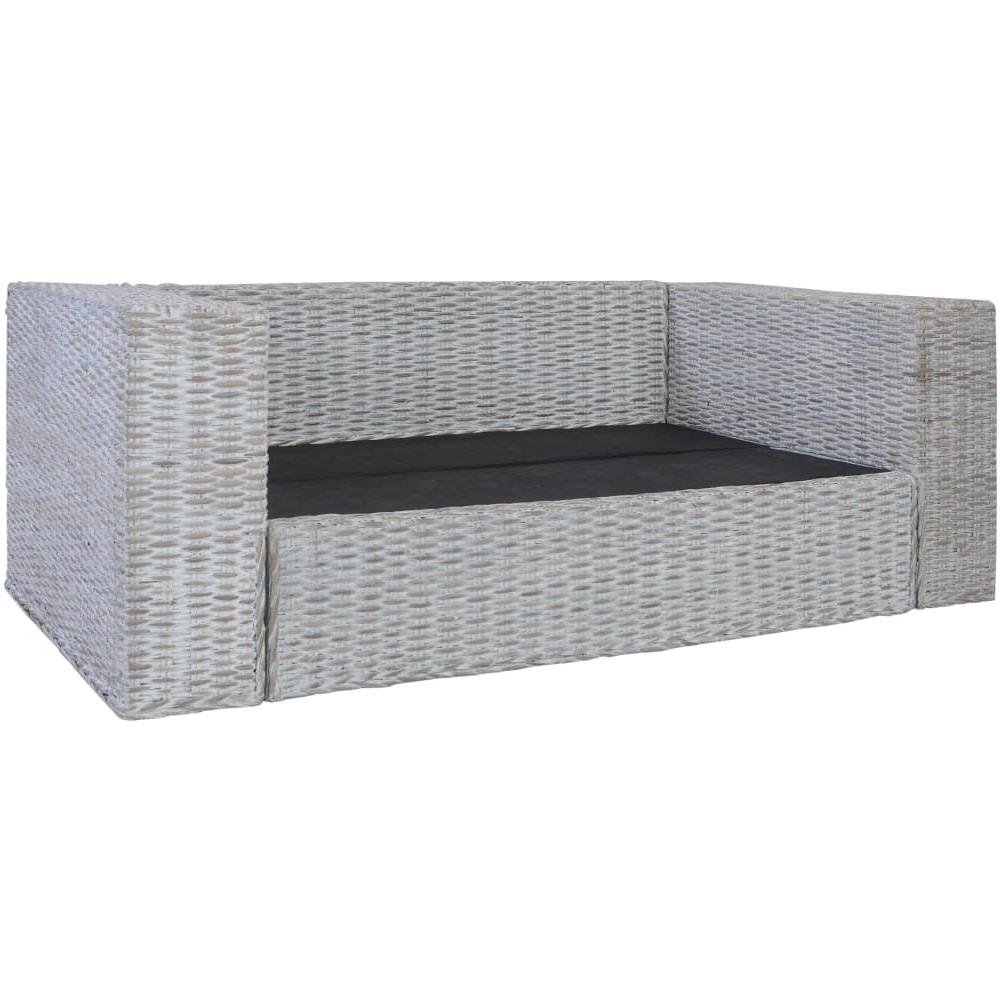 Divano a 2 Posti con Cuscini Grigio in Rattan Naturale 162 x 80 x 61 cm - Foto 2