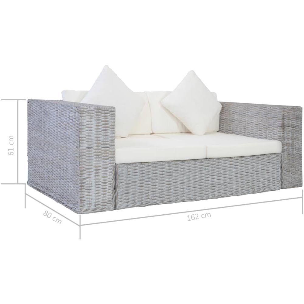 Divano a 2 Posti con Cuscini Grigio in Rattan Naturale 162 x 80 x 61 cm - Foto 8