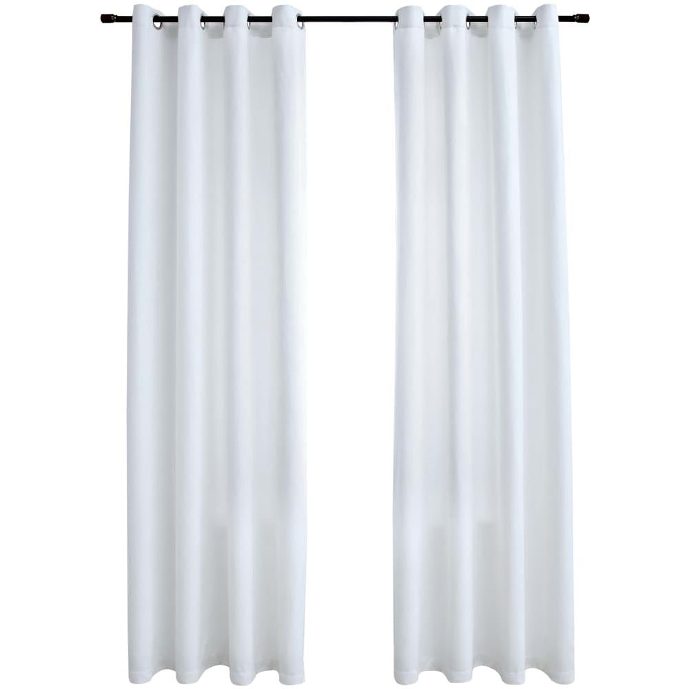 Tende Oscuranti Con Anelli In Metallo 2 Pz Avorio 140x175cm - Foto 2