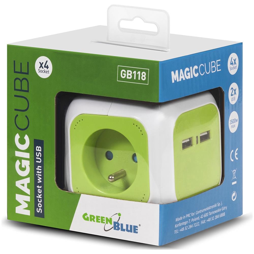 Presa Di Corrente Quadrupla Magiccube, 2 Ingressi Usb 1.4m Greenblue Gb118 - Foto 2