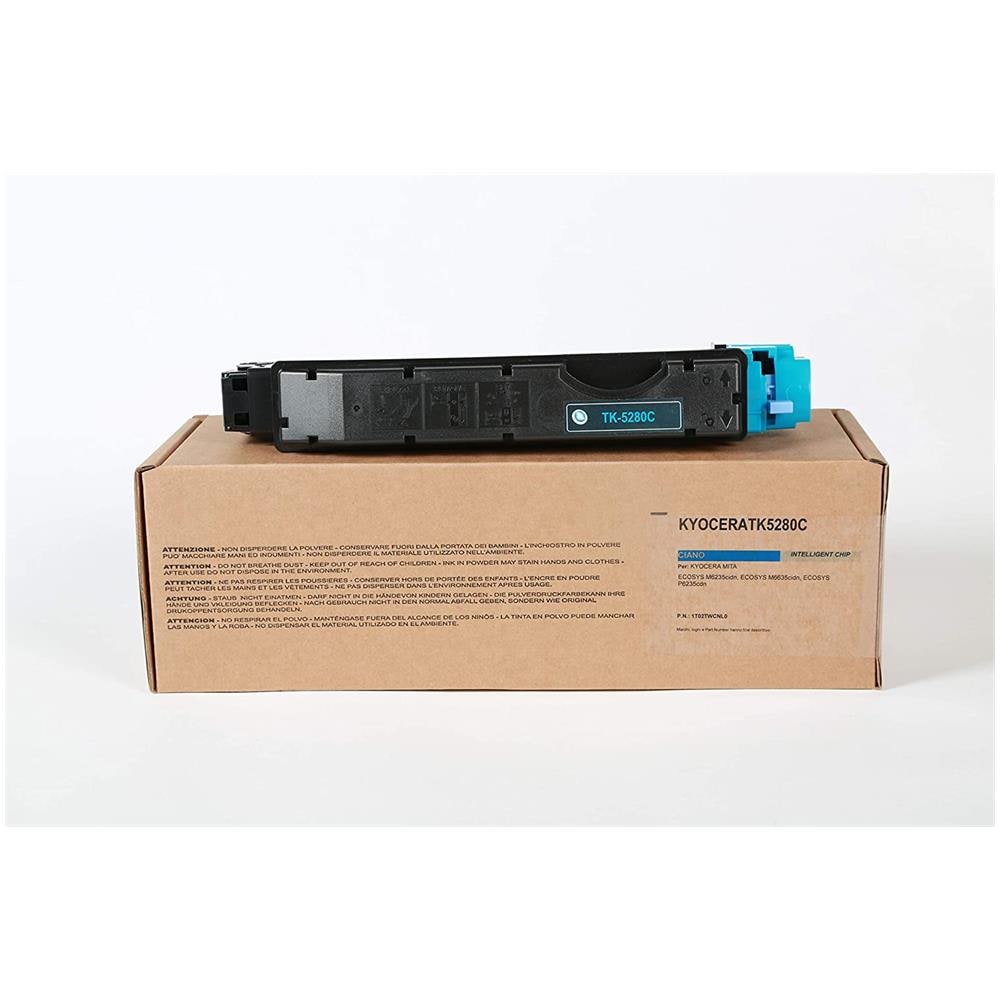 TONER COMPATIBILE - Kyocera Tk-5280c Ciano 1t02twcnl0 Per Ecosys M6235cidn, Ecosys M6635cidn, Ecosys P6235cdn Fornito Di Intelligent Chip Capacità 11000 Copie Made In Italy - Foto 1