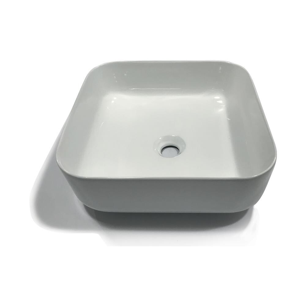 Ogomondo Lavabo Da Appoggio Quadrato In Ceramica Bianco Lucido - Foto 1