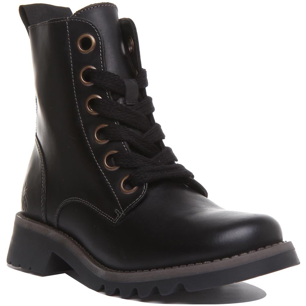 Ragi539 Stringati In Pelle Stivaletti In Nero Per Le Donne - Foto 1