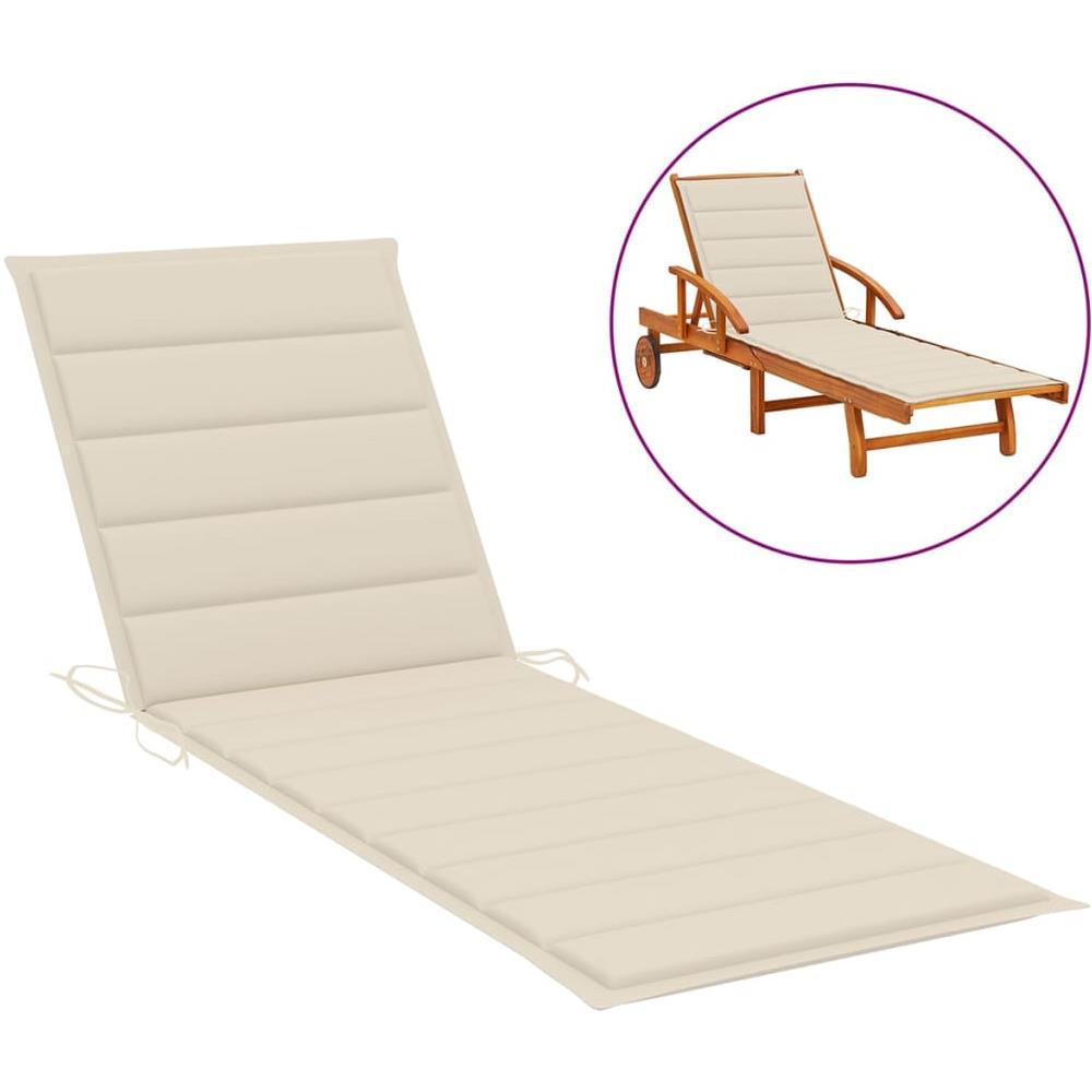 Cuscino Per Lettino Prendisole Crema 200x50x4 Cm In Tessuto - Foto 1