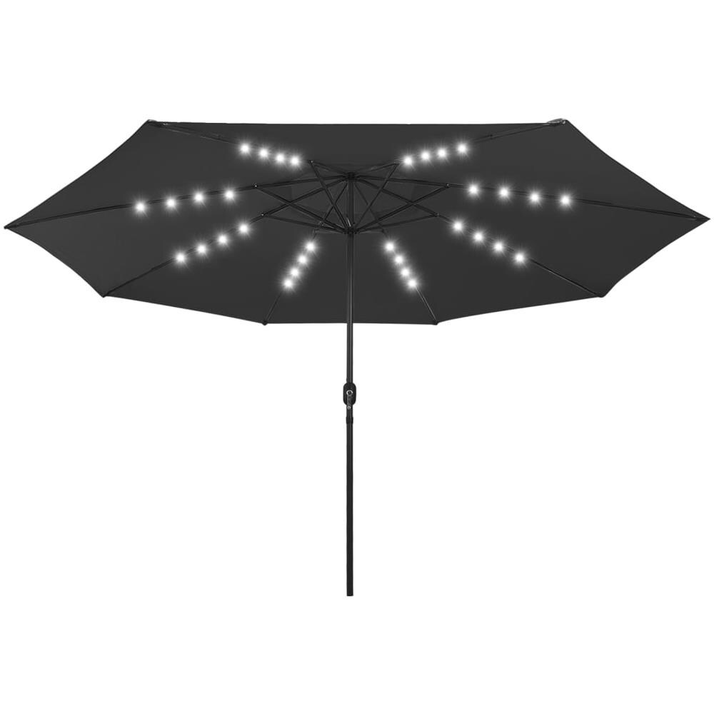 Ombrellone da Esterni con LED e Palo in Metallo 400 cm Nero - Foto 1