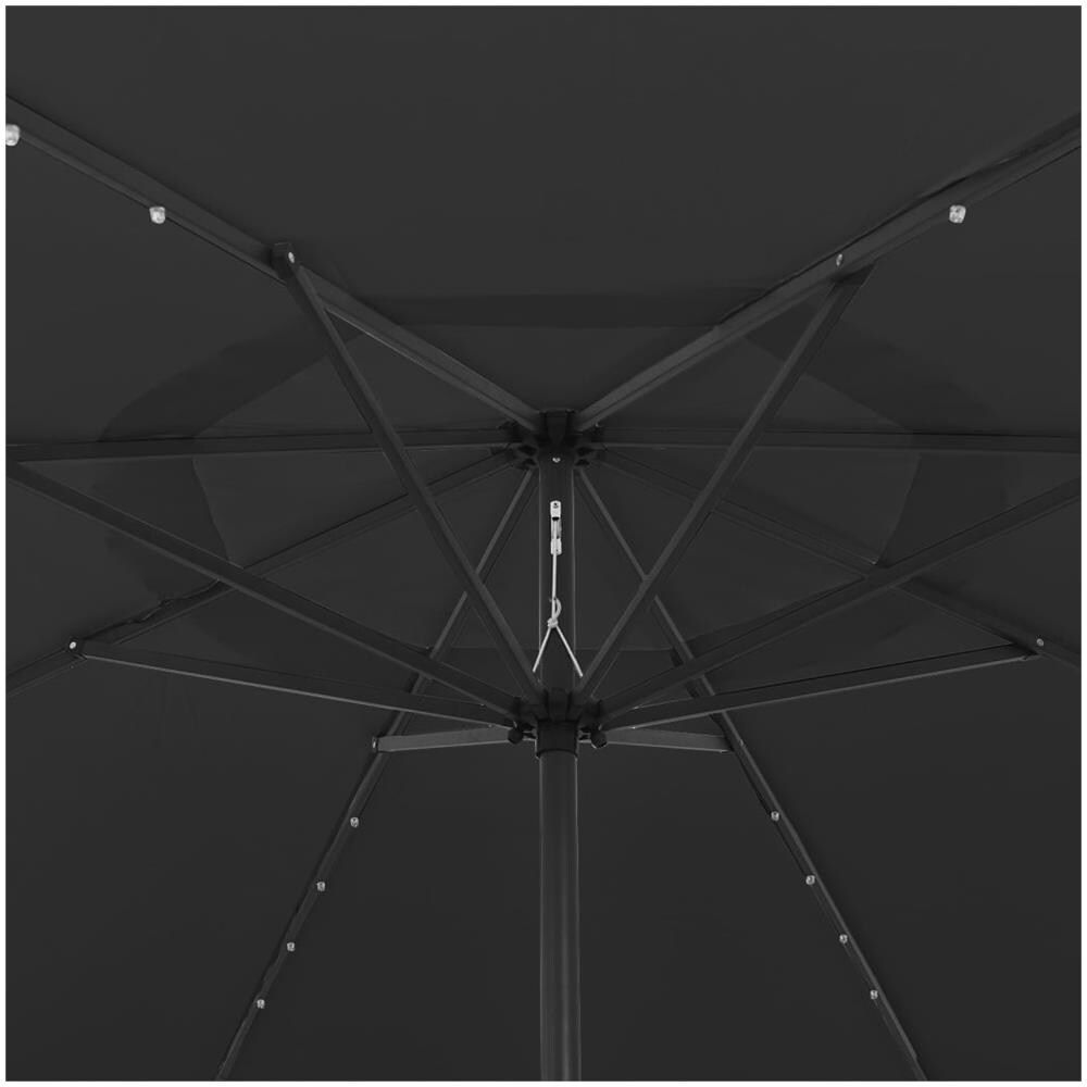 Ombrellone da Esterni con LED e Palo in Metallo 400 cm Nero - Foto 3