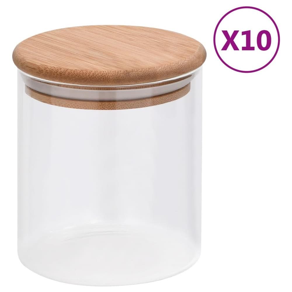 Barattoli di Vetro con Coperchio in Bambù 10 pz 600 ml - Foto 1