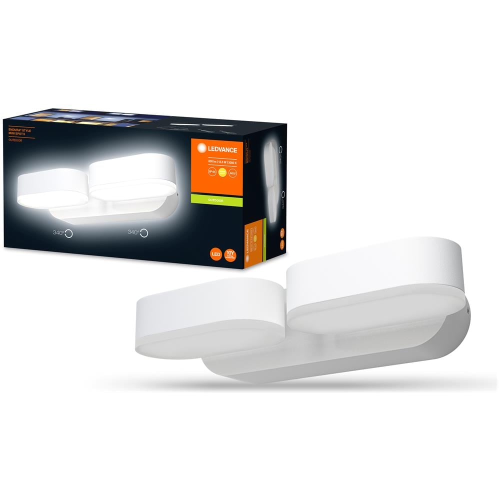 Ledvance Apparecchio Led A Parete E A Soffitto, Lampada Da Esterno, Endura® Style Mini Spot / 13 W, 220…240 V, Bianco Caldo, 3000 K, Materiale: Alluminio, Ip44 - Foto 2