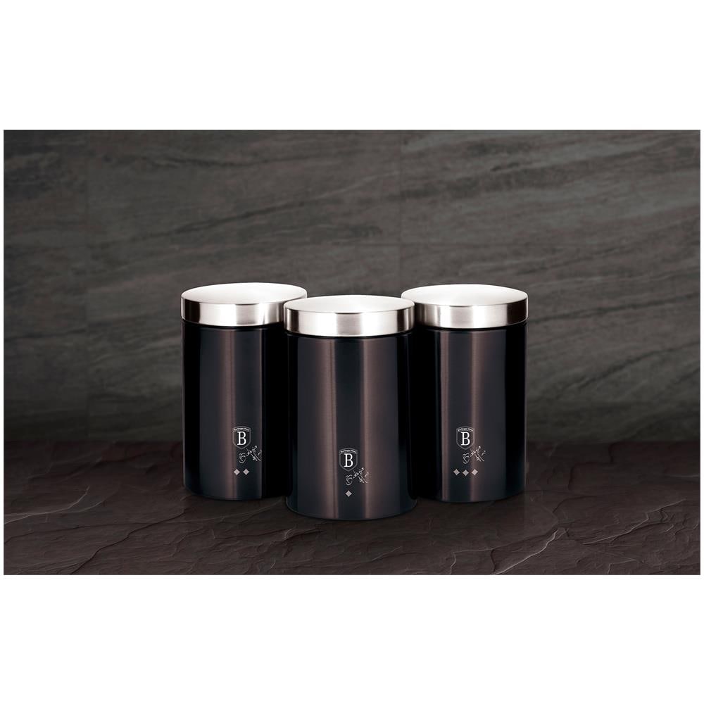 Berlinger Haus Carbon Pro 3 Barattoli Da Cucina  Acciaio Inossidabile Ø11 X 17,8 Cm Design Moderno  Grigio Scuro / Inox - Foto 3