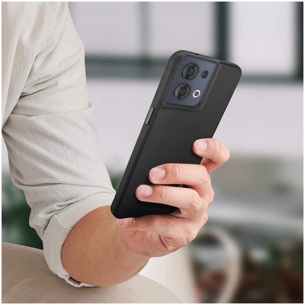 Cover Per Oppo Reno 8 5g Originale Semirigida Soft-touch Sottile E Leggera Nera - Foto 5