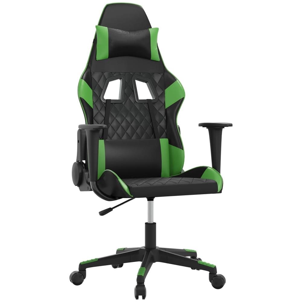 Sedia da Gaming Massaggiante Nero e Verde in Similpelle - Foto 1