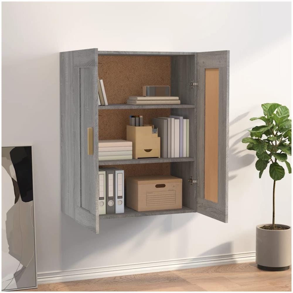 Mobile A Parete Grigio Sonoma 69,5x32,5x90 Cm Legno Multistrato - Foto 1
