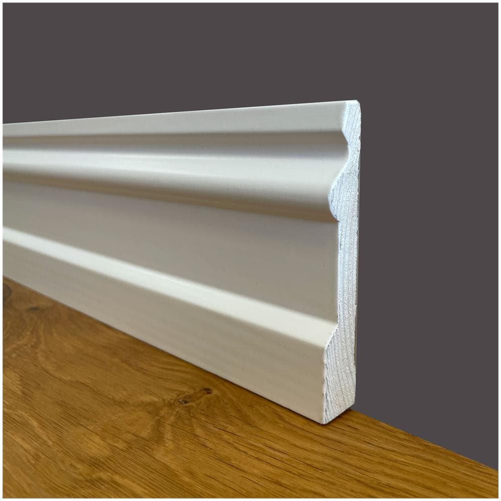 100ml Di Battiscopa Premium In Legno Massello Mod. Inglese 95x15 Laccato Bianco - Foto 1
