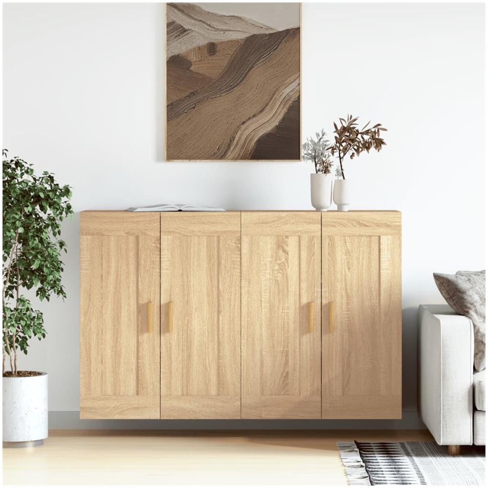 Armadietti a parete 2 pz rovere sonoma in legno multistratocod mxl