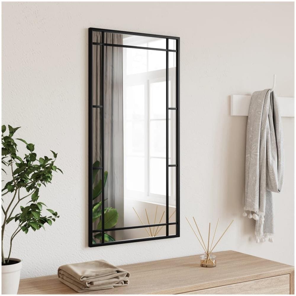 Specchio Da Parete Nero 40x80 Cm Rettangolare In Ferro - Foto 1