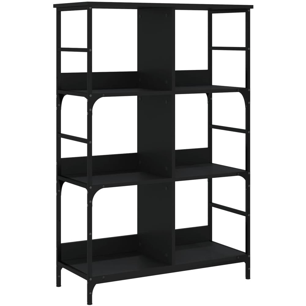 Libreria Nera 78,5x33x117,5 Cm In Legno Multistrato - Foto 2