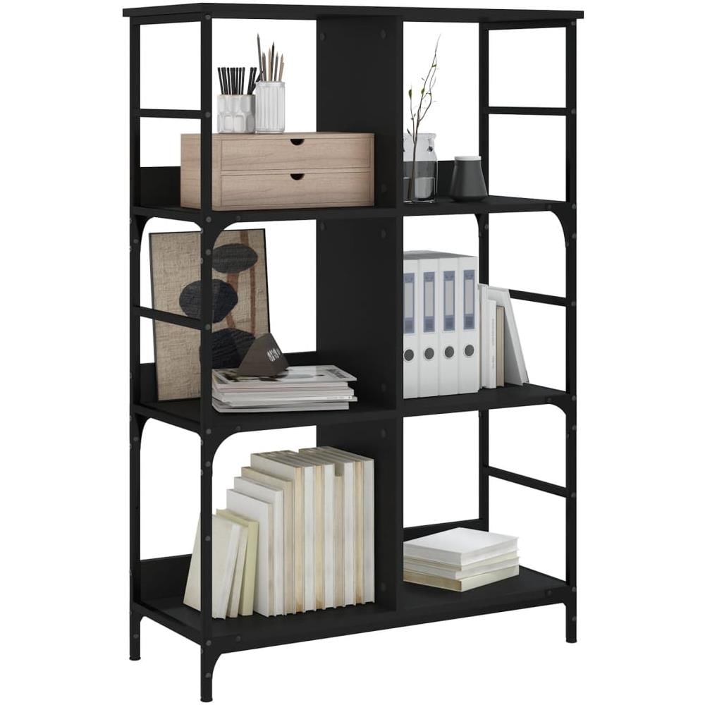 Libreria Nera 78,5x33x117,5 Cm In Legno Multistrato - Foto 3