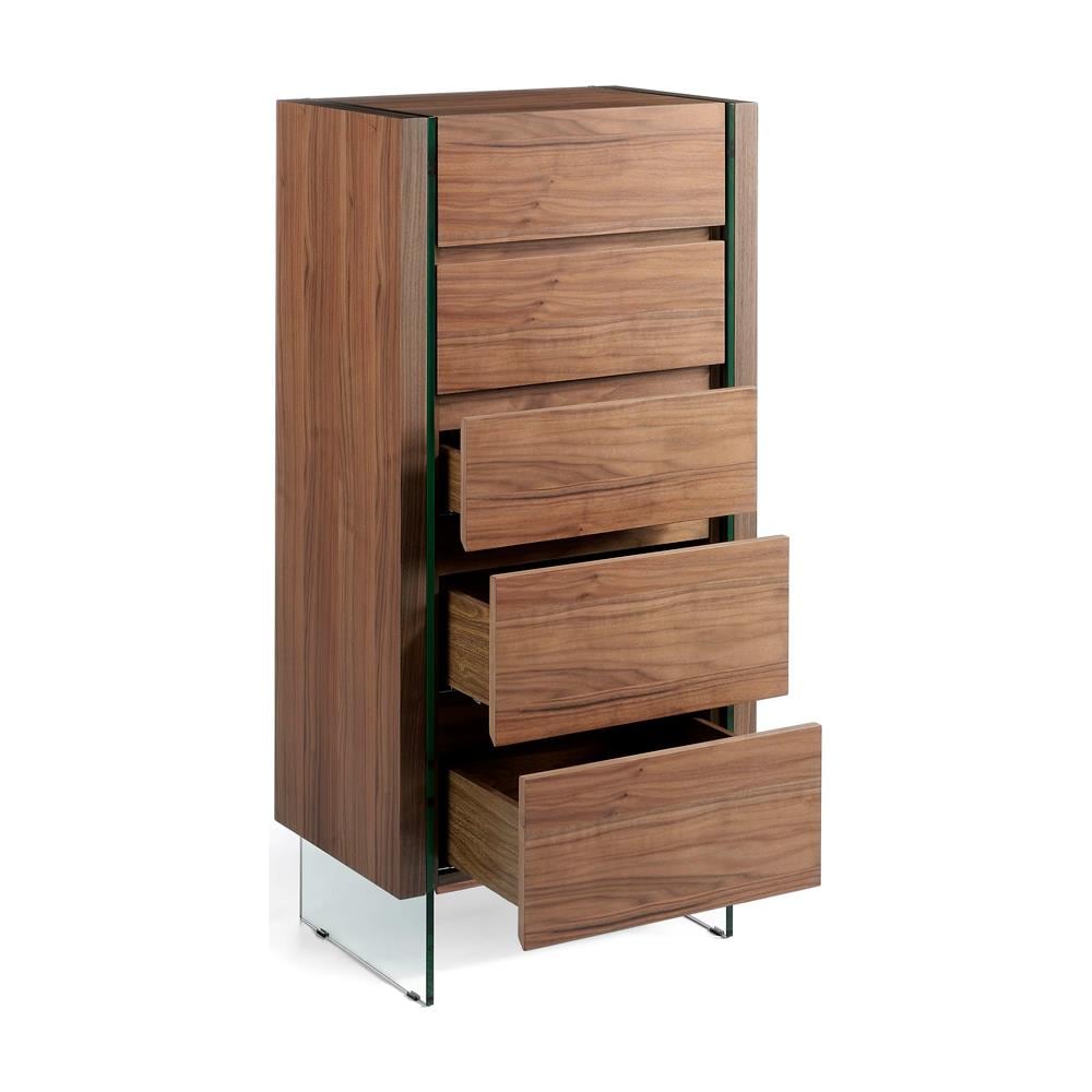 Cassettiera In Legno Di Noce E Vetro Temperato - Foto 2