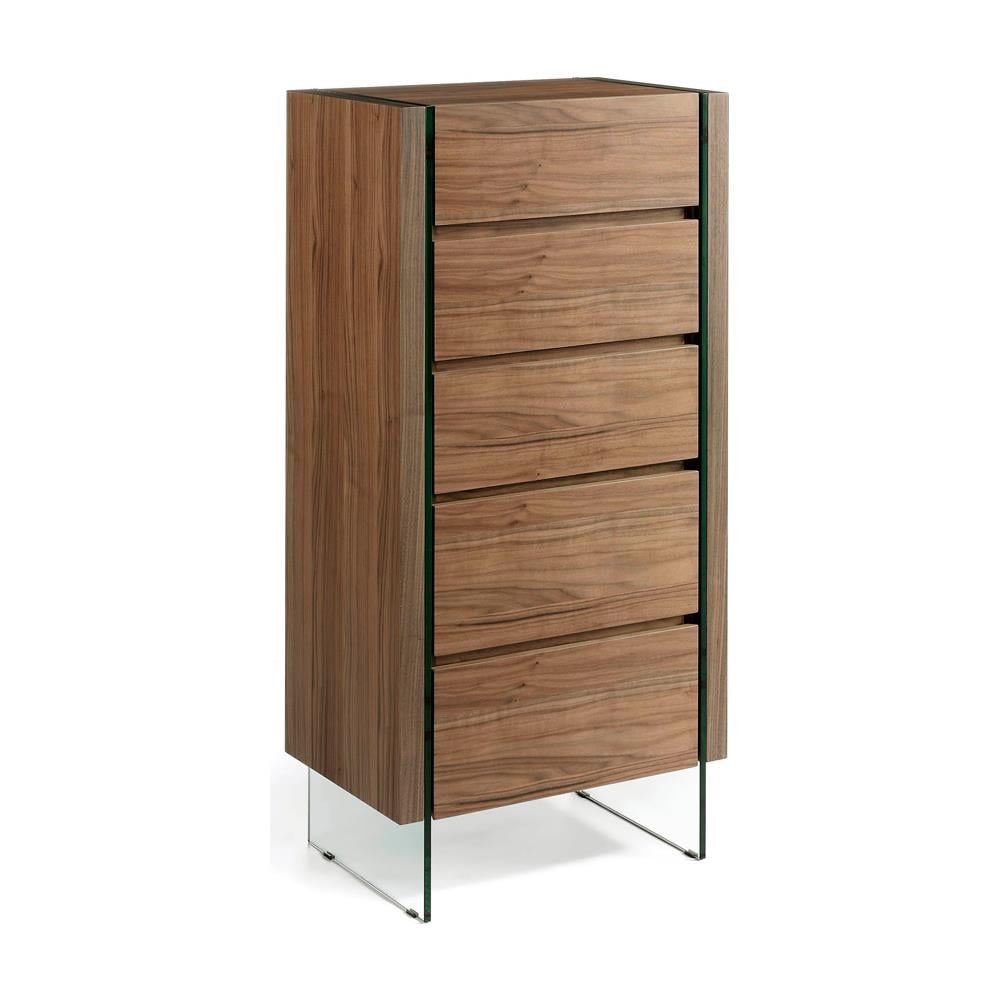 Cassettiera In Legno Di Noce E Vetro Temperato - Foto 1