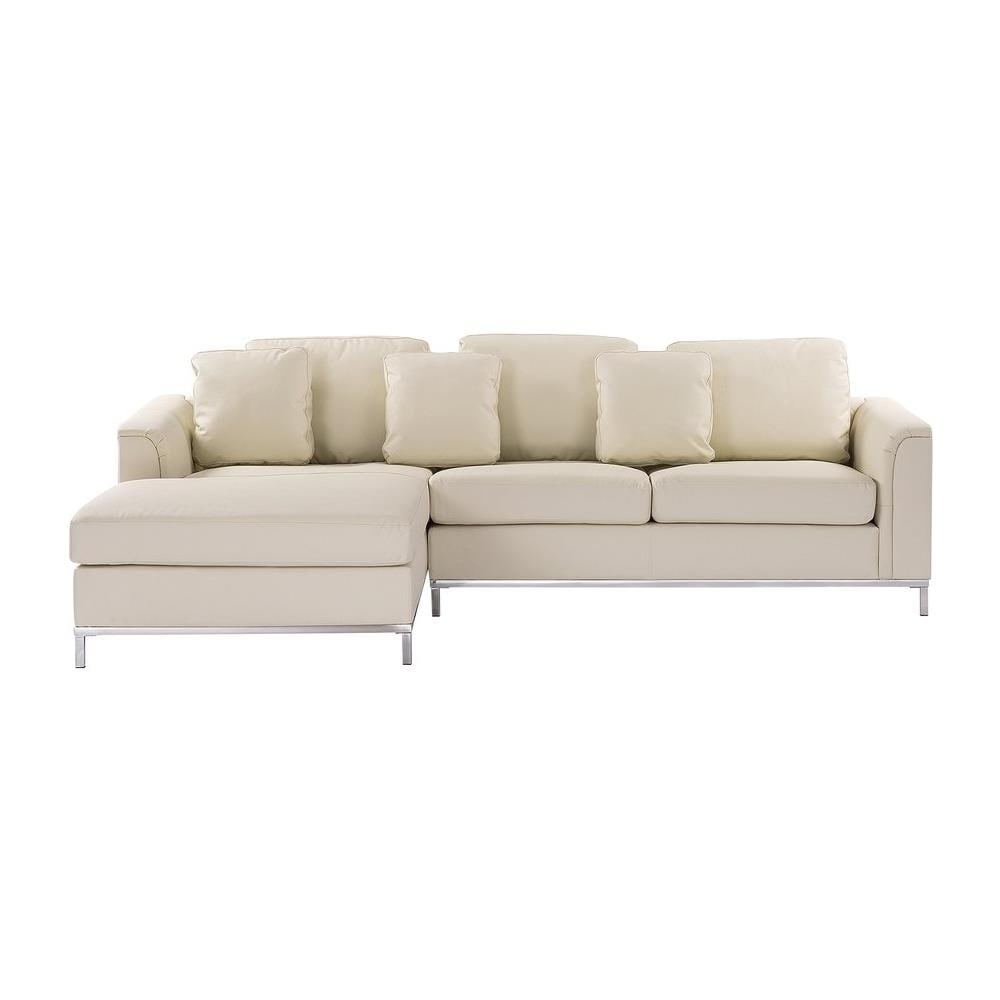 Divano Angolare In Pelle Beige Versione Destra Oslo - Foto 1