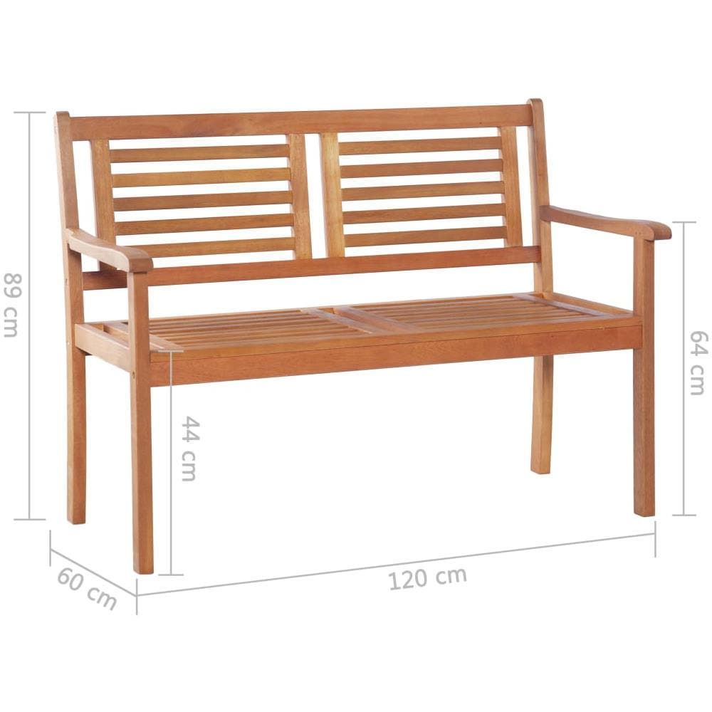 Panchina da Giardino 2 Posti 120 cm Legno Massello di Eucalipto - Foto 5