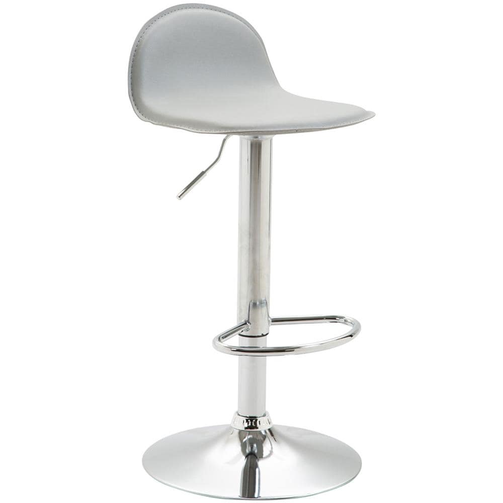Sgabello Da Bar Girevole E Regolabile CLP Lana V2 - Schienale E Poggiapiedi, Imbottito In Similpelle, Altezza 58-79 Cm, Bianco Con Telaio Cromo