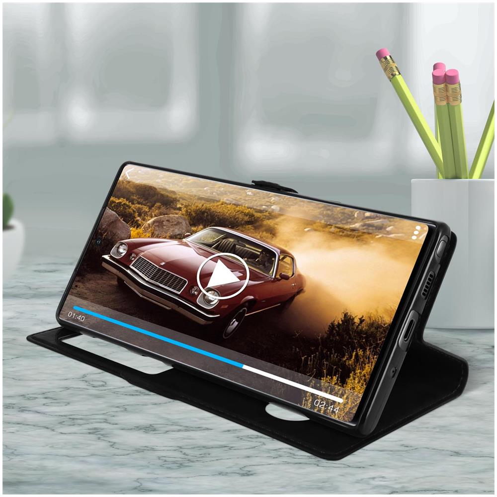 Custodia Samsung Galaxy Note 10 Sportellino 2x Finestre Cover Silicone - Nero - Foto 2