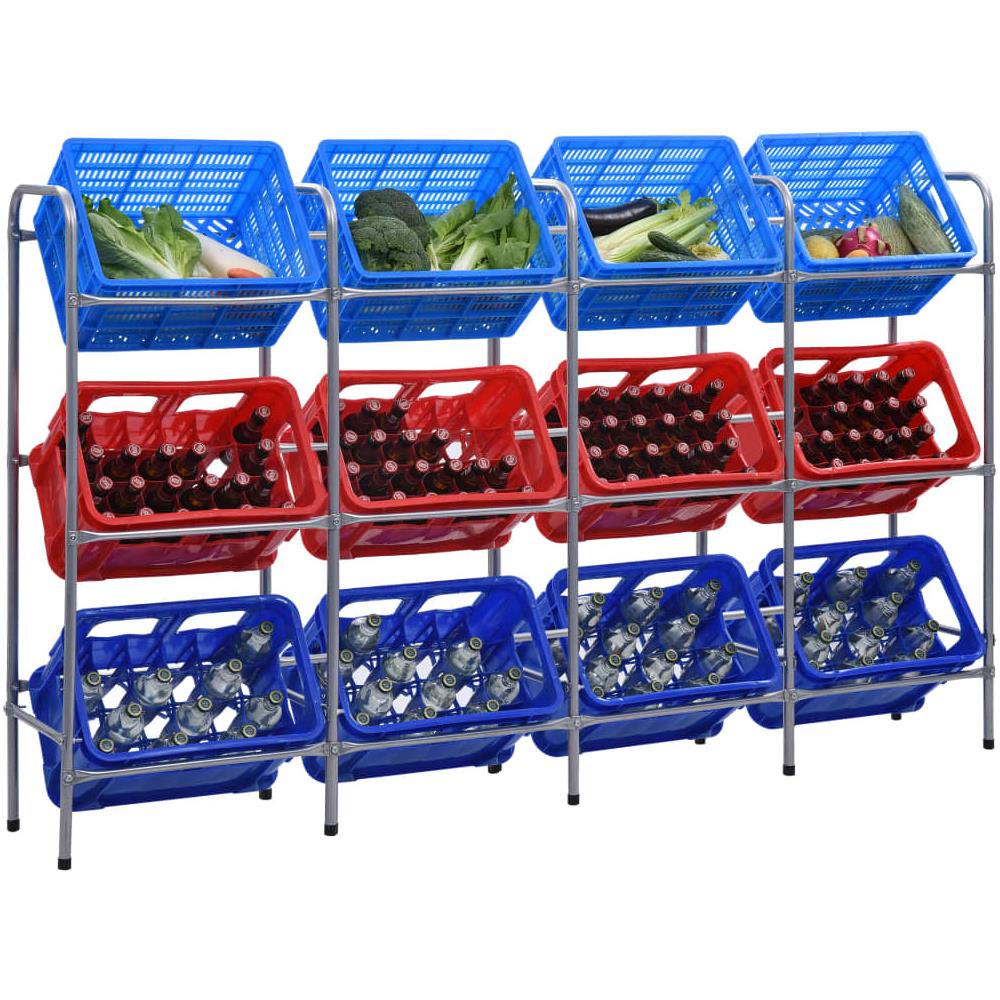 Supporto Con Ripiani Per 12 Casse Argento 190x33x116 Cm Acciaio - Foto 1