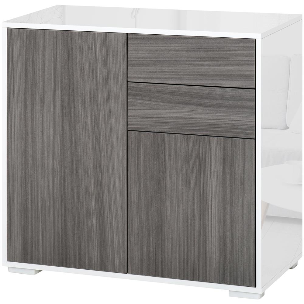 Mobiletto Multiuso 2 Cassetti E 2 Armadietti, Apertura A Pressione - Foto 1