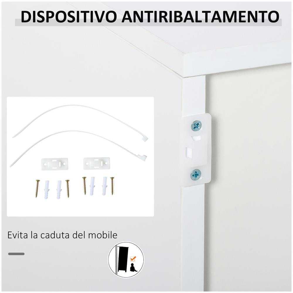 Mobiletto Multiuso 2 Cassetti E 2 Armadietti, Apertura A Pressione - Foto 8