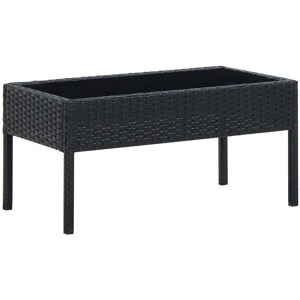 Tavolo Da Giardino Nero 75x40x37 Cm In Polyrattan - Foto 1