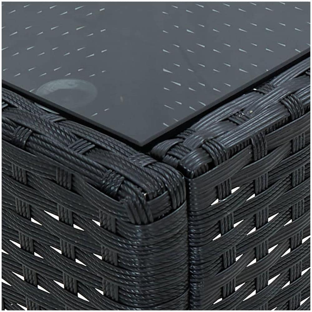 Tavolo Da Giardino Nero 75x40x37 Cm In Polyrattan - Foto 2