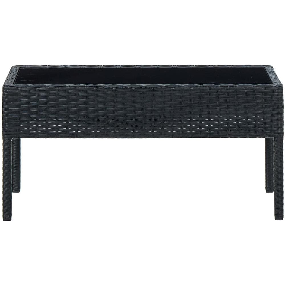 Tavolo Da Giardino Nero 75x40x37 Cm In Polyrattan - Foto 3