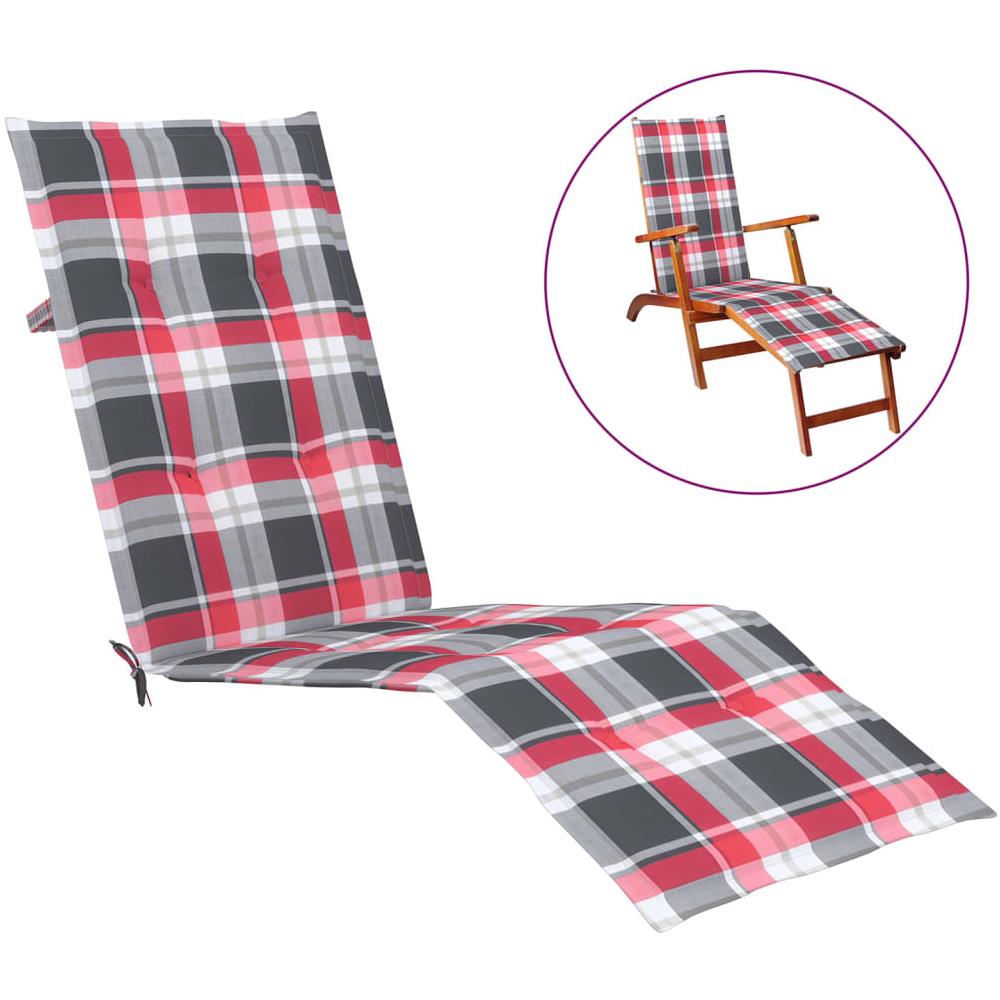 Cuscino Per Sdraio Rosso A Quadri (75+105) x50x4 Cm - Foto 1