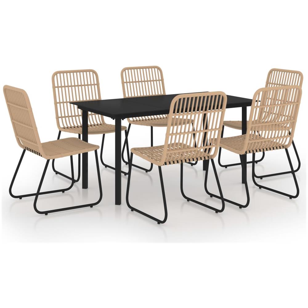 Set Da Pranzo Da Giardino 7 Pz In Polyrattan E Vetro - Foto 1