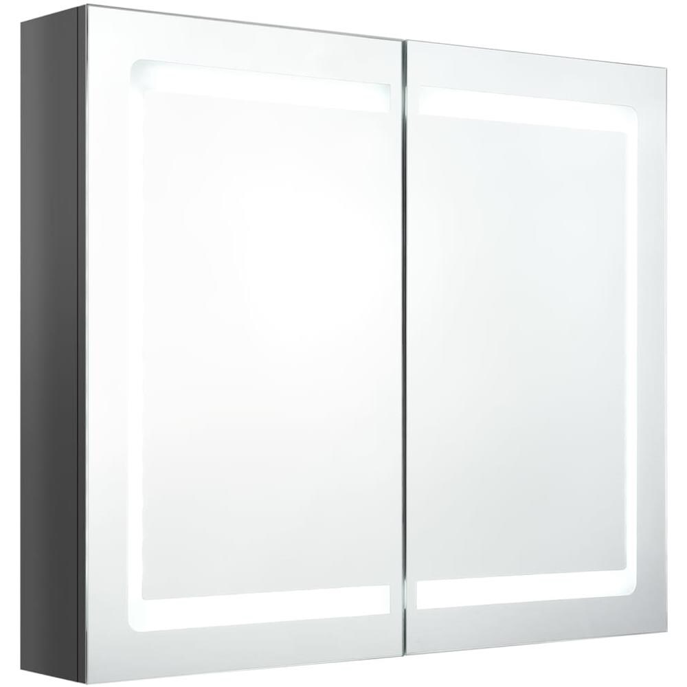 Armadietto Bagno con Specchio e LED Grigio Lucido 80x12x68 cm - Foto 2