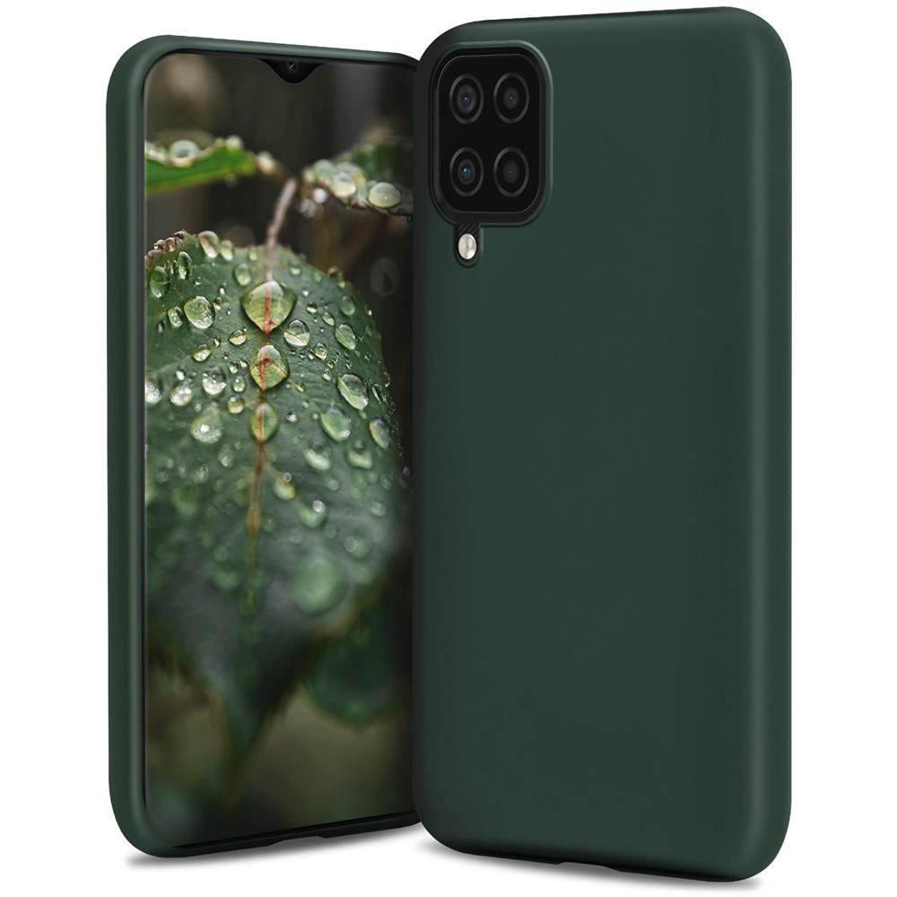 Lifestyle. Cover Per Samsung A12, Verde Scuro - Custodia In Silicone Premium Con Finitura Opaca E Fodera Morbida In Microfibra, Phone Case Cover Leggero - Foto 1