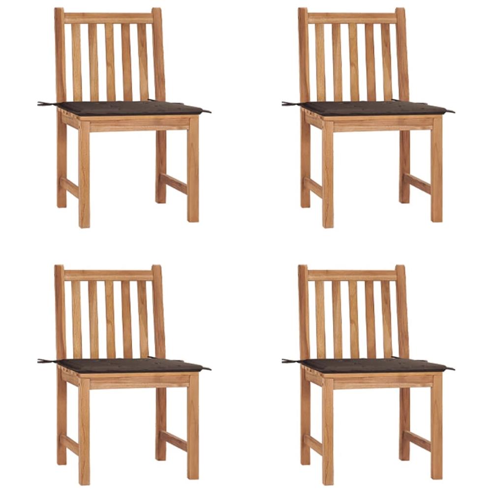 Sedie da Giardino 4 pz con Cuscini in Legno Massello di Teak - Foto 1