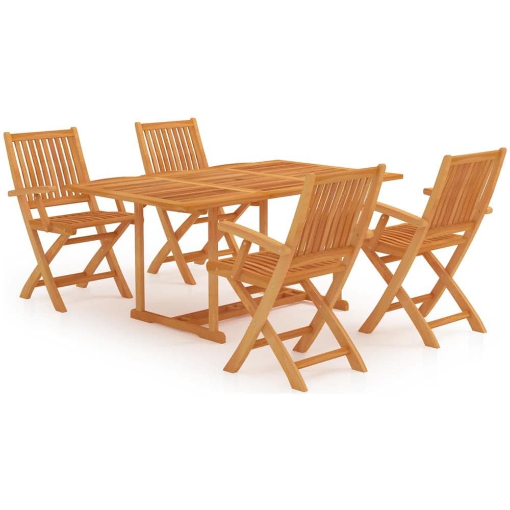 Set da Pranzo da Giardino 5 pz in Legno Massello di Teak - Foto 1