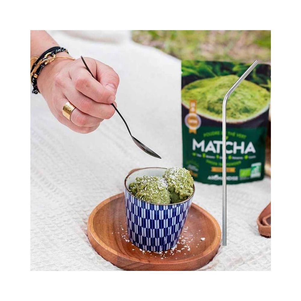 Tè Verde Matcha Biologico In Polvere + 4 Cannucce In Acciaio Inossidabile - Foto 2