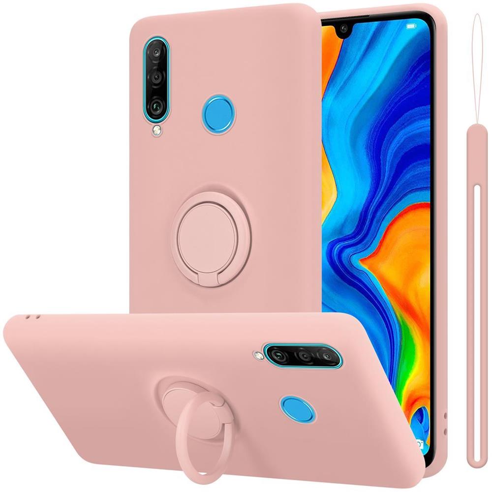 Custodia Compatibile Con Huawei P30 Lite In Liquid Rosa - Coperchio Protettivo In Silicone Tpu Flessibile Con Anello - Foto 1