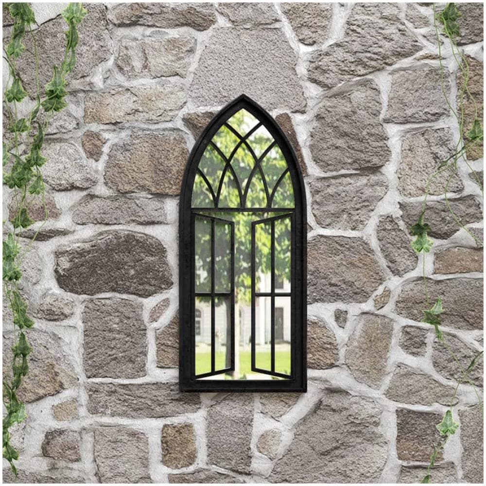 Specchio Da Giardino Nero 70x30 Cm In Ferro Per Uso Esterno - Foto 1