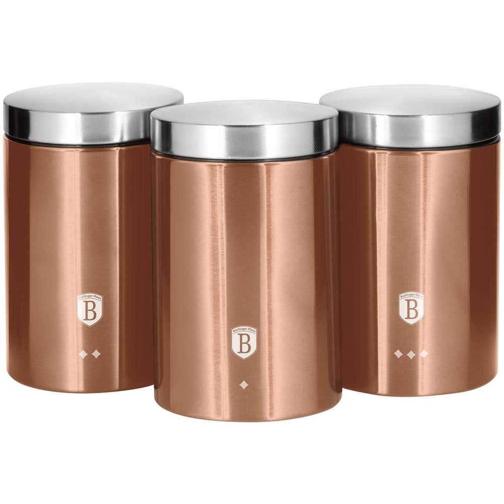 Berlinger Haus Rose Gold 3 Barattoli Da Cucina  Acciaio Inossidabile Ø11 X 17,8 Cm Design Moderno  Oro Rosa / Inox - Foto 1