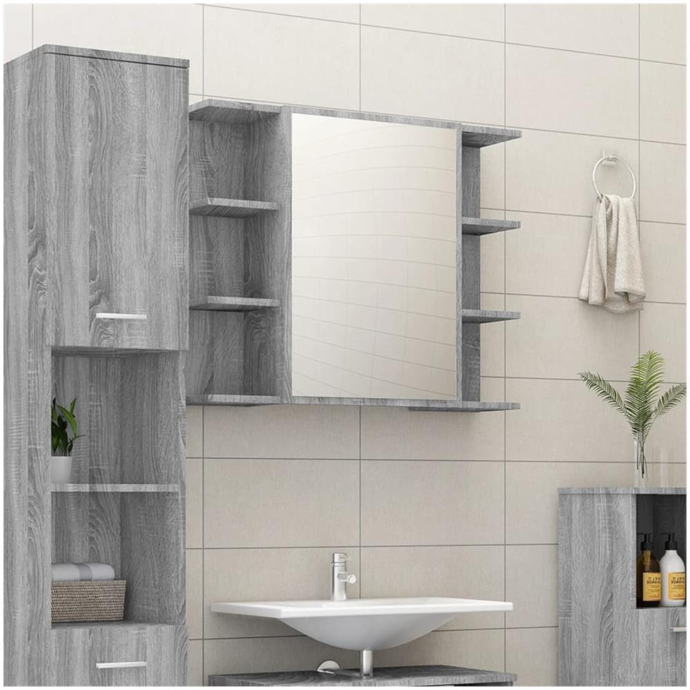 Mobile Da Bagno Grigio Sonoma 80x20,5x64cm In Legno Multistrato - Foto 1